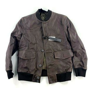 Dylan Gray Brown Leather Baseball Bomber Jacket